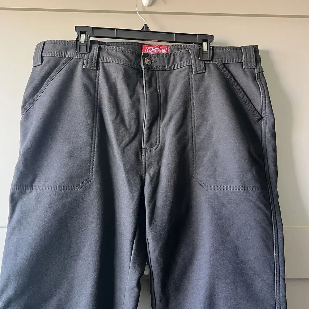 Coleman Mens Fleece Lined Utility Pants 40X32 Black Hiking Outdoor Camping‎ EUC